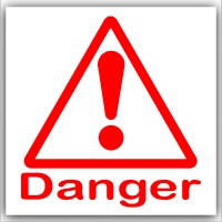 6 x Danger Symbol with Text-Red on White,External Self Adhesive Warning Stickers-Health and Safety Sign 